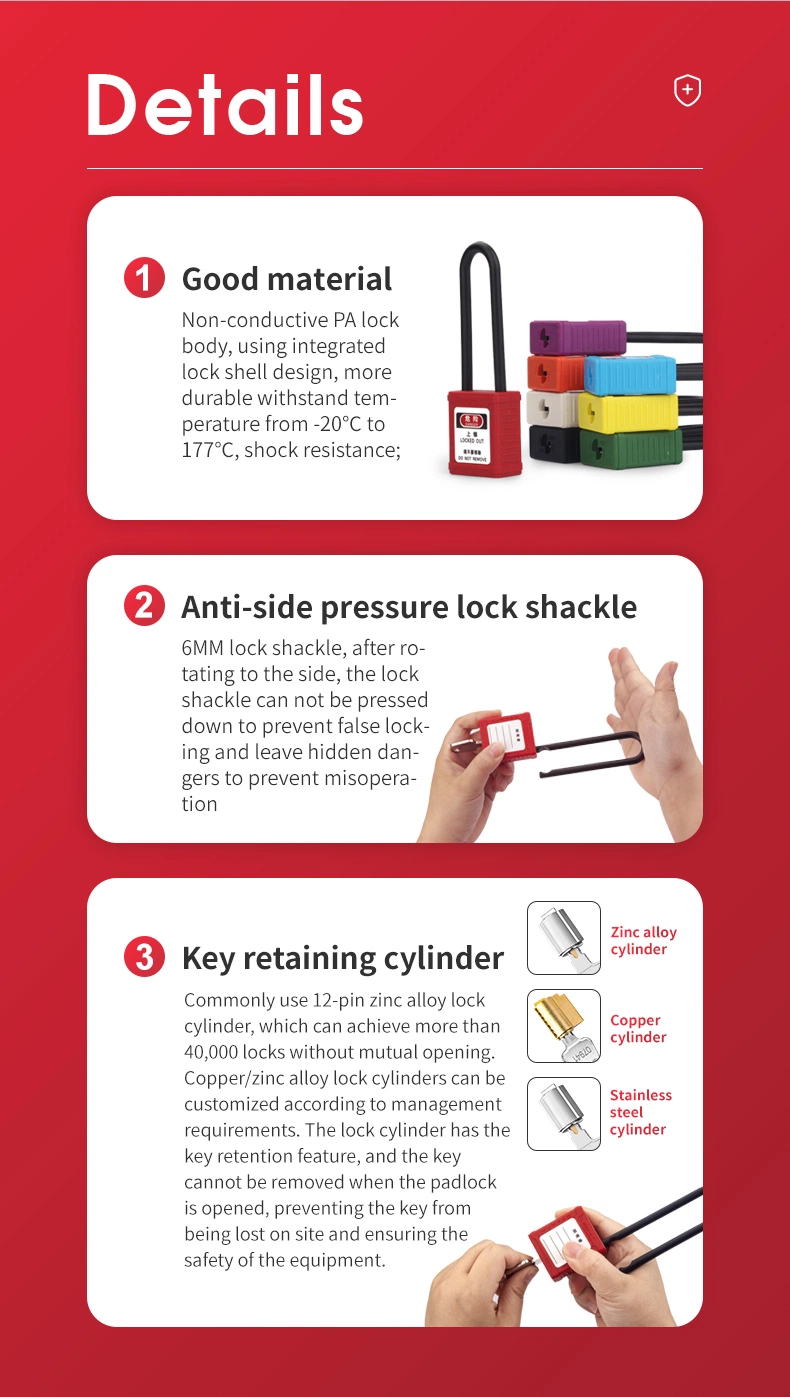 Nylon Long Beam Anti-Magnetic Insulated Safety Padlocks