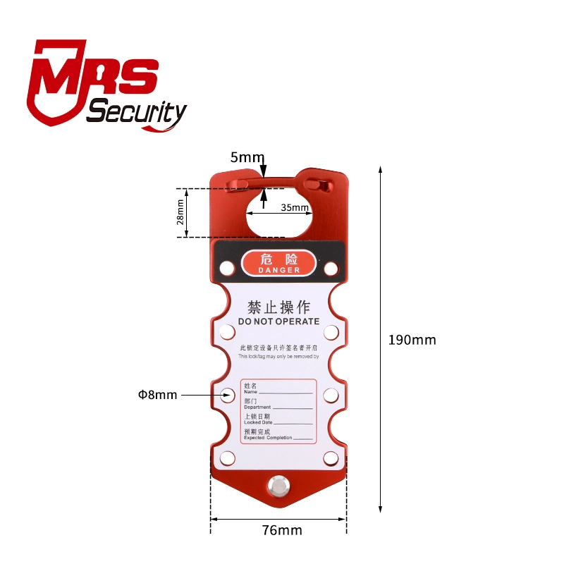 Writable Safety Aluminum Plate Hasp Red Lockout Hasp for Industry