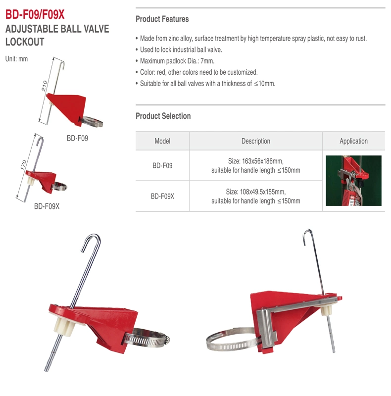 Adjustable Ball Valve Lockout for 10mm to 150mm Diameter Valves