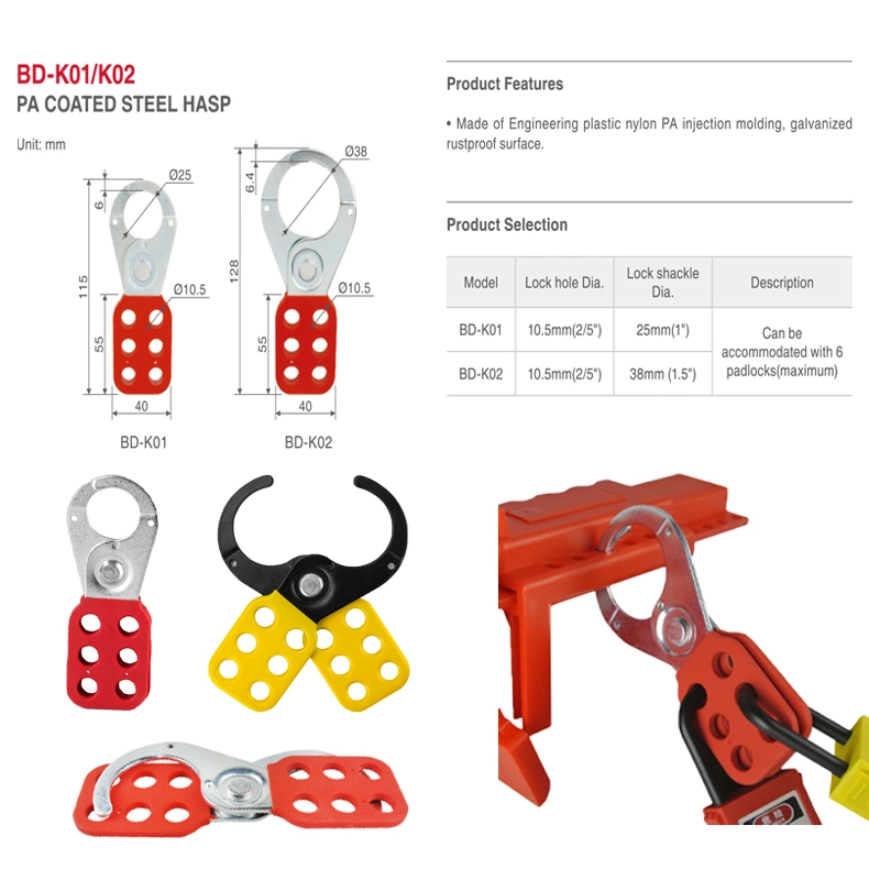 Bozzys Steel Safety Padlocks Lockout Tagout Red Nylon Handle with 6 Holes