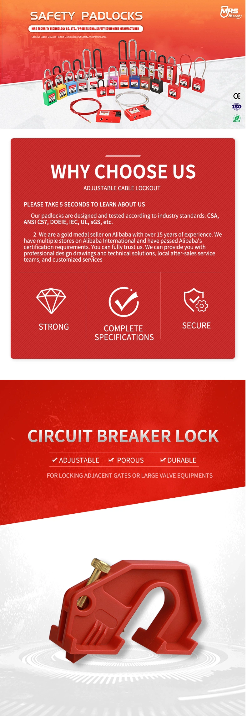 ABS Industrial Large Preventing Misoperation Circuit Breaker Lockout Safety Lockout Tagout Manufacturer