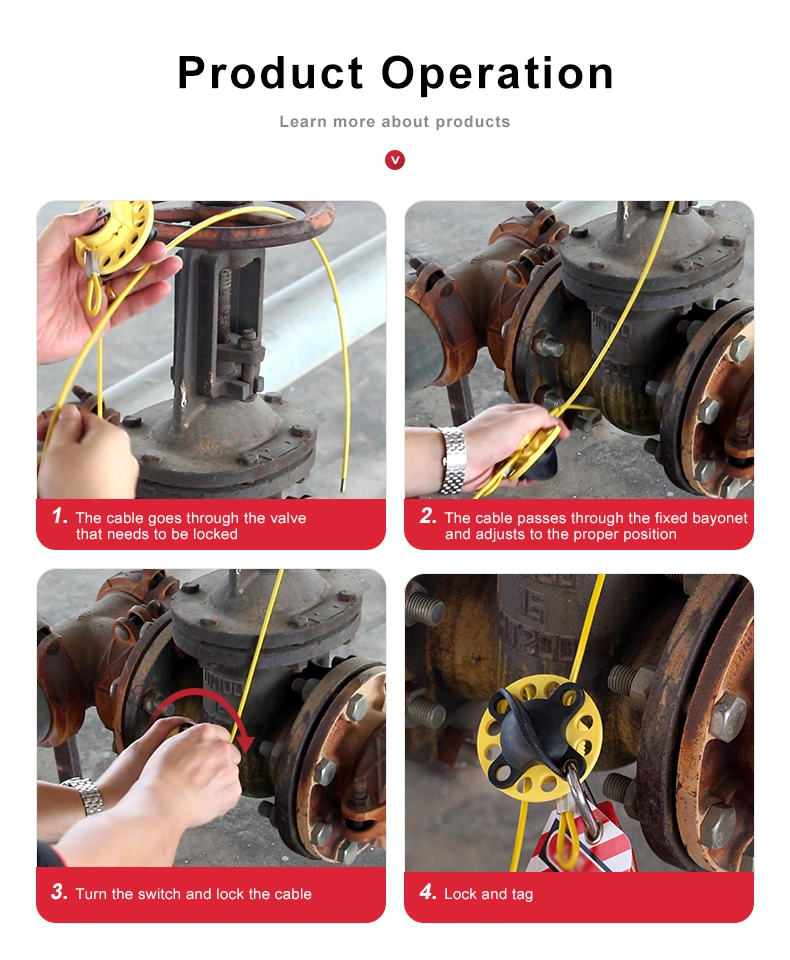 Industrial Wheel Type Cable Lockout with 2m Stainless Steel Cable