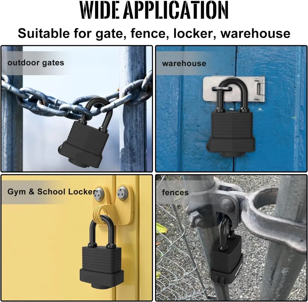 Anti-Water Iron Padlock with Plastic Cover, 67mm Lock Body, with Hardened Steel Long Shackle.