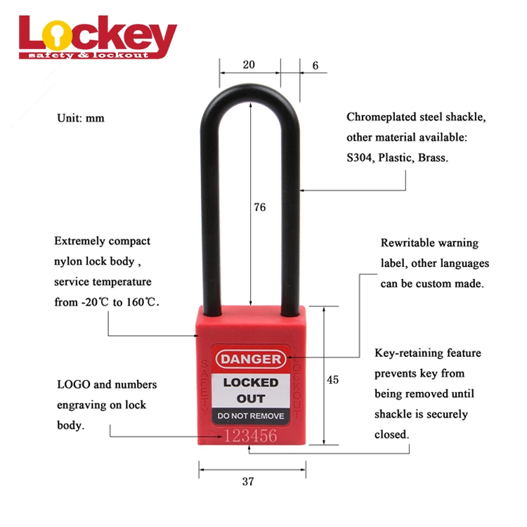 Lockey Loto 76mm Insulation Nylon Shackle Safety Padlock