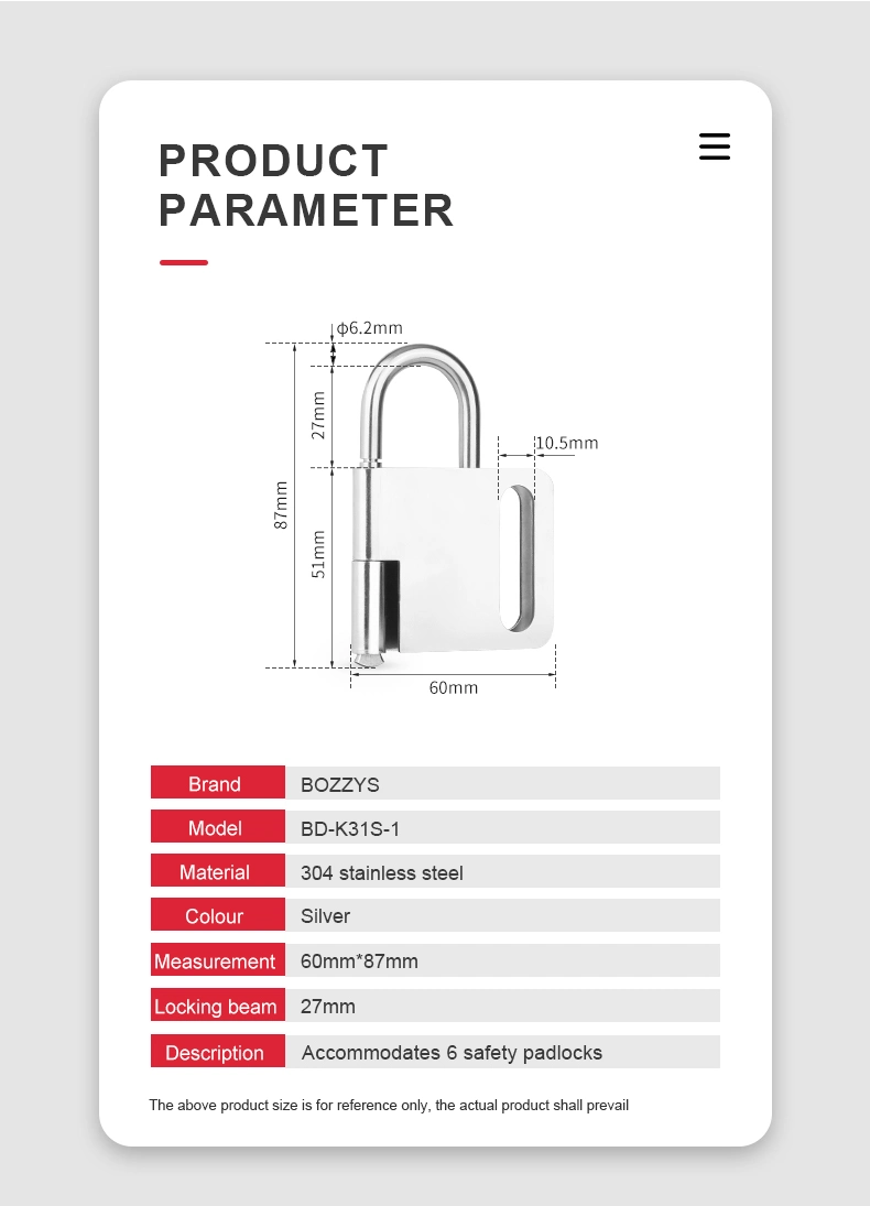 Silver Color Hardened Steel Safety Hasp Lockout Can Accommodate 6 Padlocks
