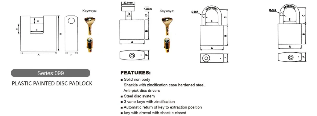 High Security Plastic Painted Disc Padlock (099)