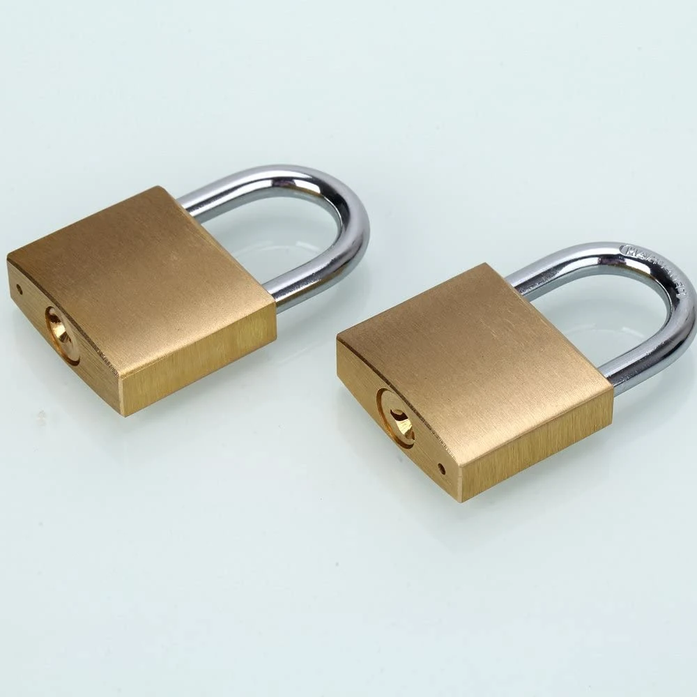 Keyed Alike Solid Brass Padock (40mm) Pin Tumbler Padlock Long Shackle with 3steel Keys of Each Padlock
