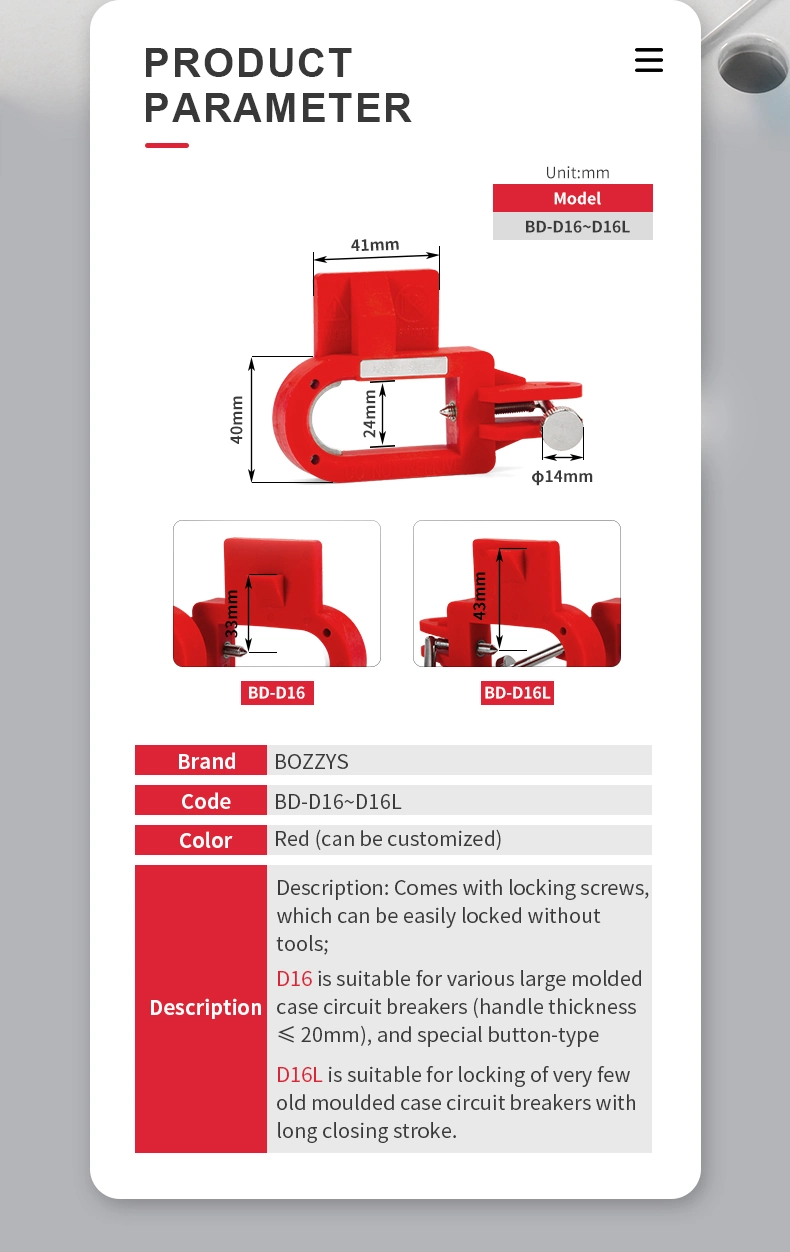 Circuit Breaker Lockout Device with Thumbscrew Mechanism up to 20 mm Thick