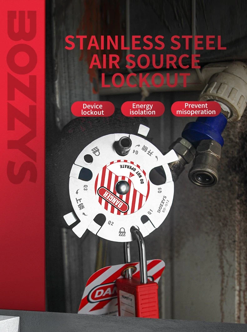 Bozzys Stainless Steel Circular Pneumatic Lockout Device with 2 Padlock Holes