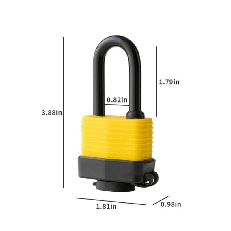 Safety Long Shackle Waterproof Laminated Padlock with PVC Cover