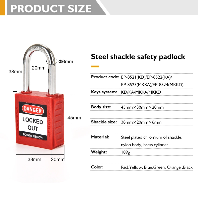 Elecpopular 38mm Stainless Steel Padlocks Nylon Safety Padlock 6 PCS