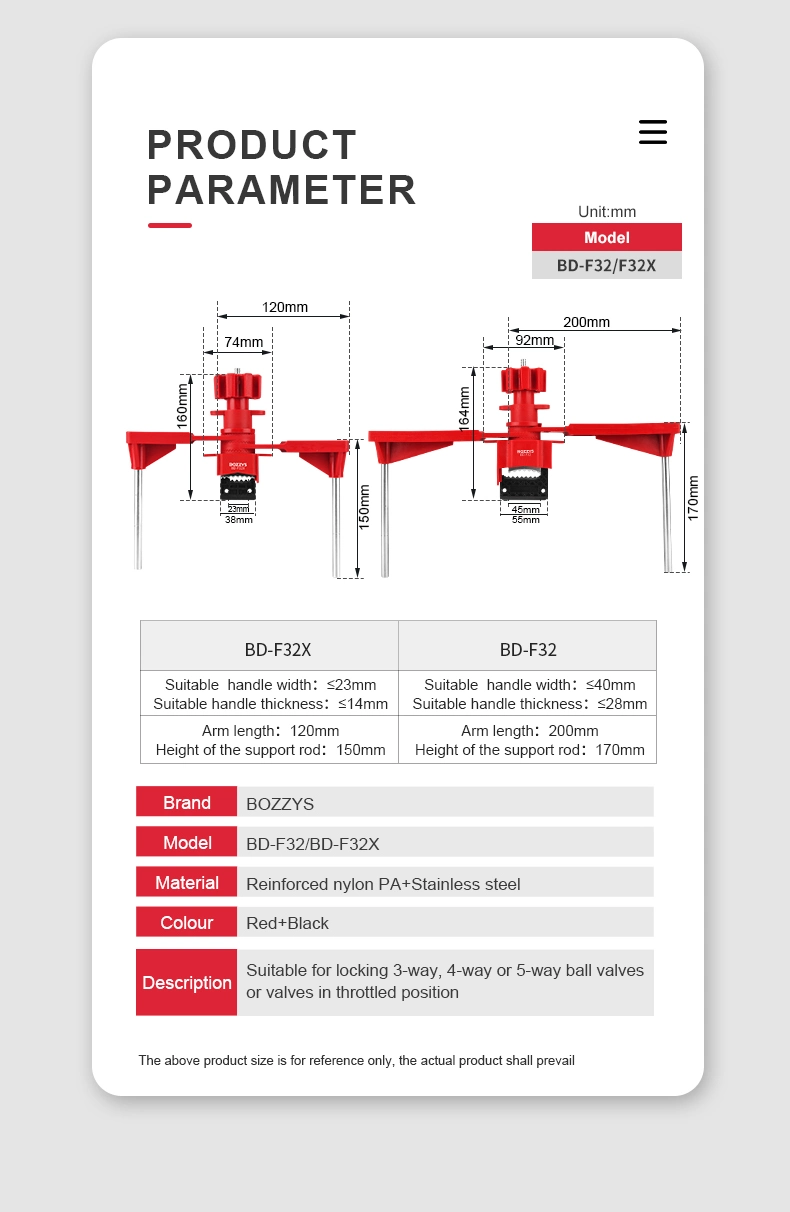 Bozzys Universal Valve Lockout with Two Arms Suitable for Industrial Equipment Overhaul