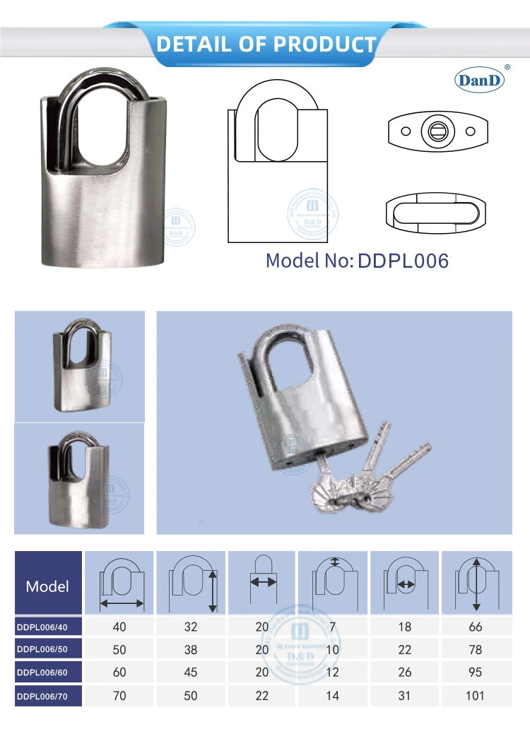 Custom 50mm Stainless Steel Shackle Safety Brass Padlock with Master Key