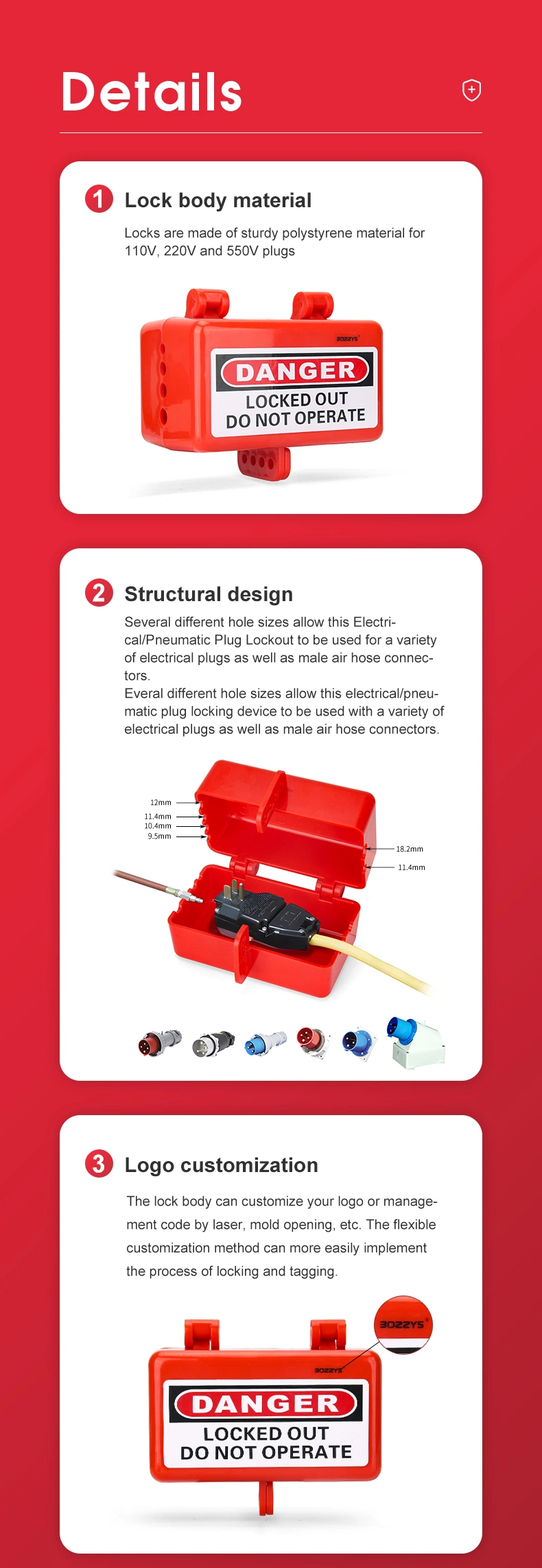 ABS Electrical Pneumatic Plug Lockout for Plug