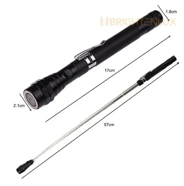 Pick up Tool 3 LED Flexible Inspection Telescopic Aluminum Flashlight with Magnet