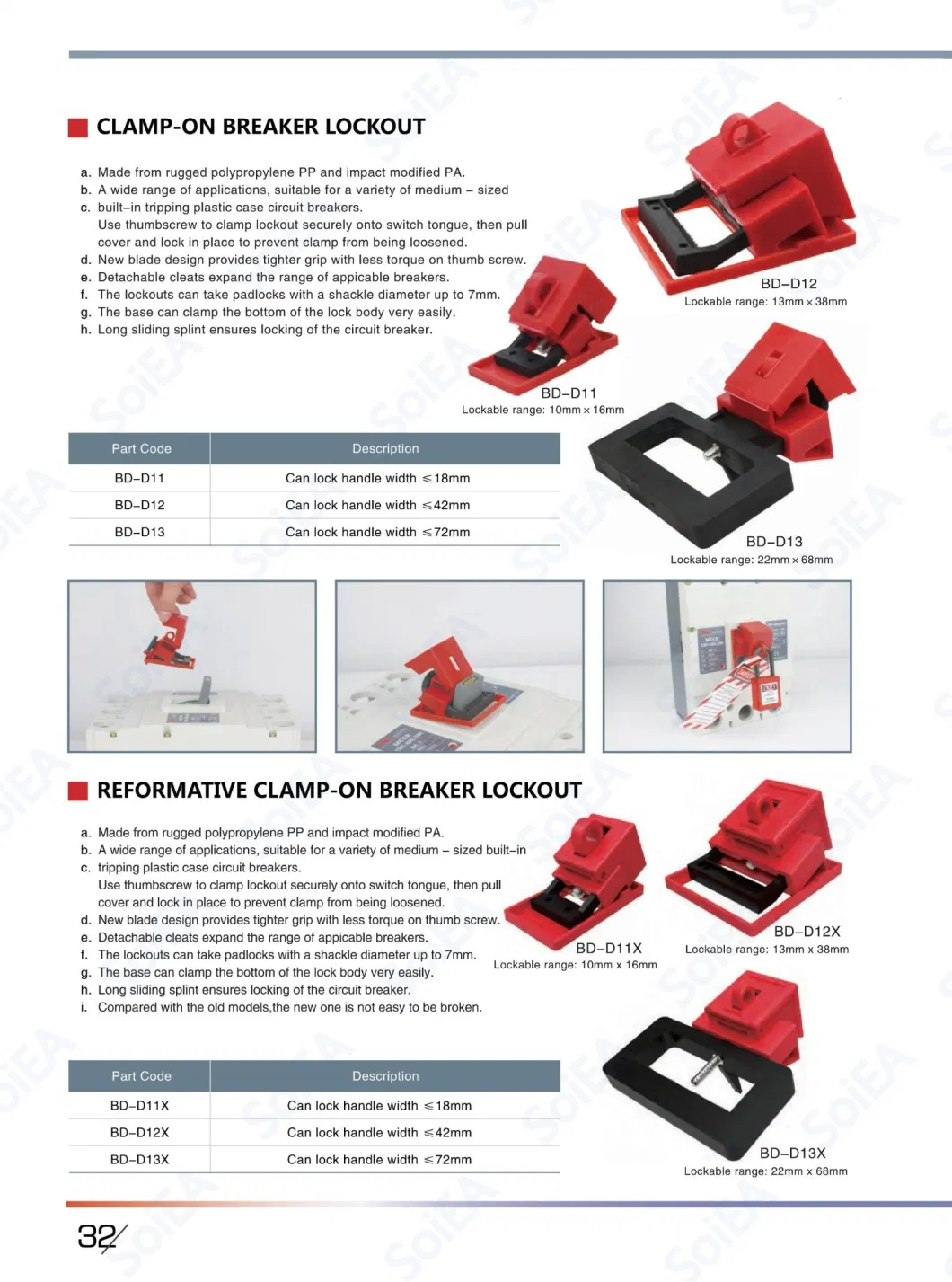 High Quality Red Three Size MCB Lock Loto New Design Clamp-on Circuit Breaker Lockout