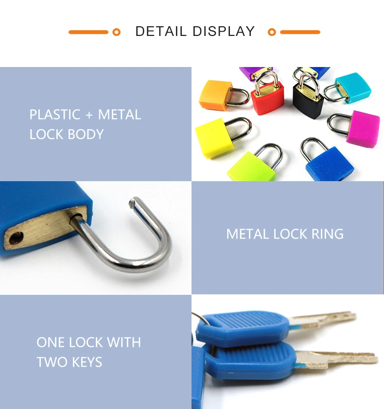 Cheap Colorful 22mm Copper 2 Keys Plastic Kids Small Cute Diary Decorative Padlock