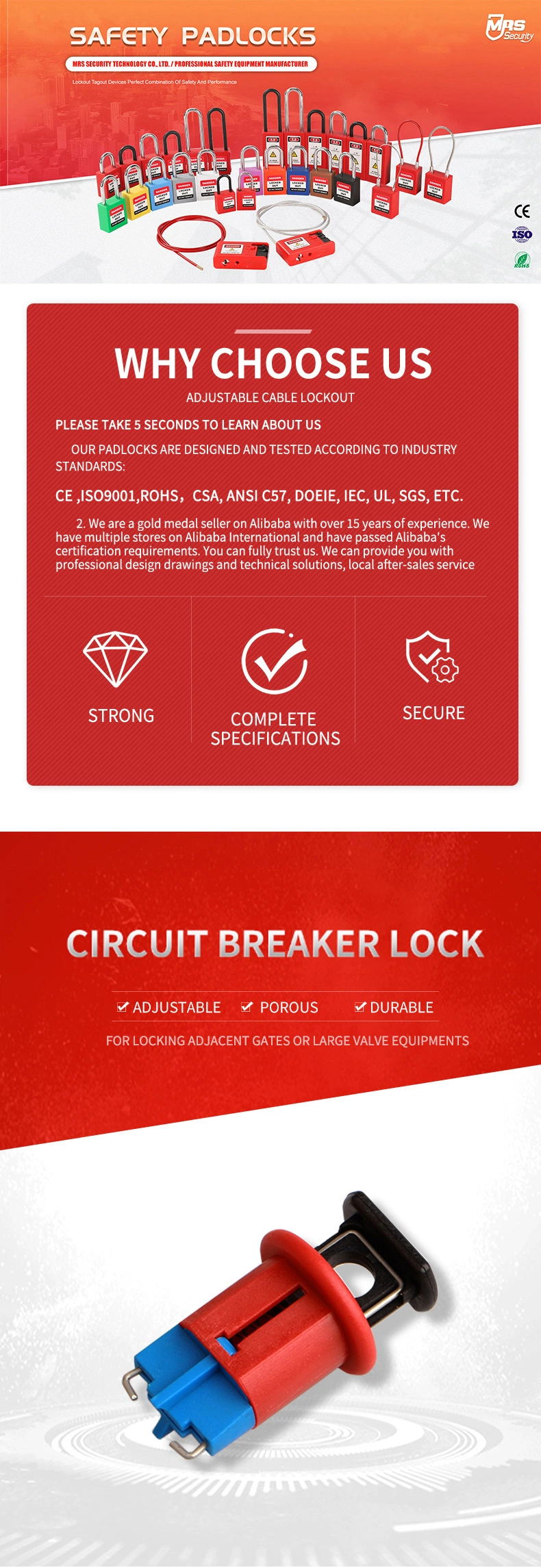 ABS Safety Industry Miniature Circuit Breaker Lockout Loto Security Lockout Tagout Manufacturer