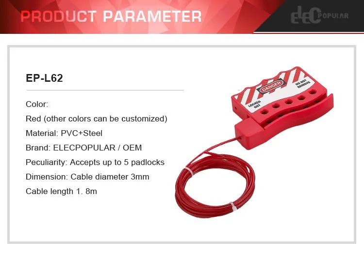 China Factory Industrial Safety Steel Insulation Cable Lockout Device