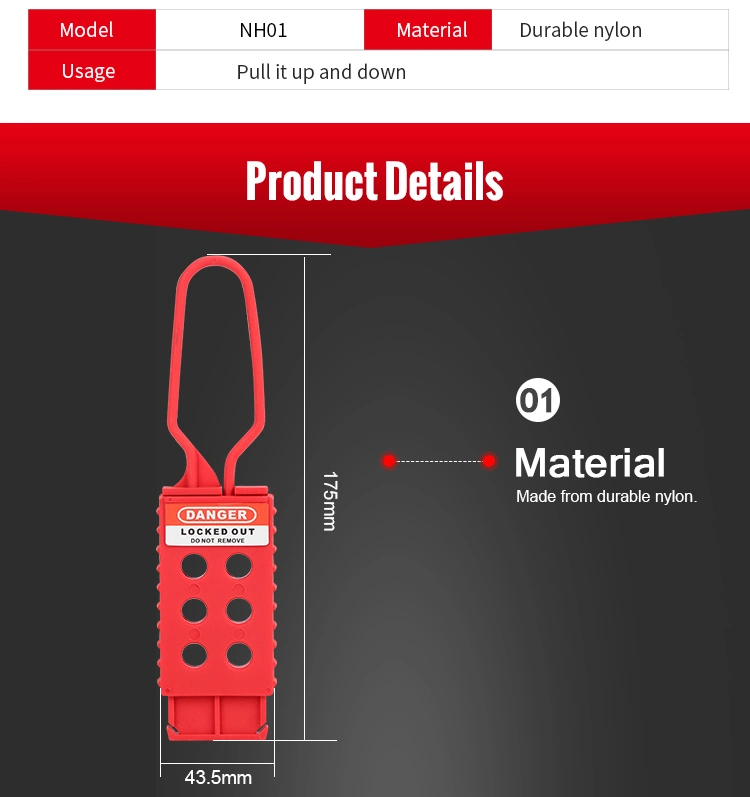 4mm Diameter Shackle Durable Nylon Industrial Lockout Hasp