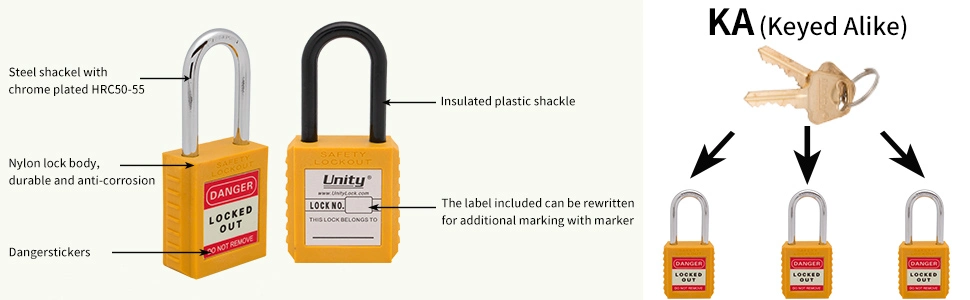 Nylon Isolated Electric Industry Safety Lockout Tagout Padlock Green