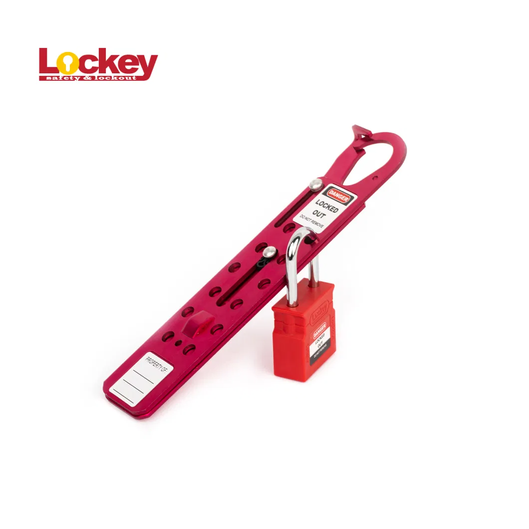 Red Industrial Hole Sliding Aluminum Safety Hasp with 12 Lockout Holes