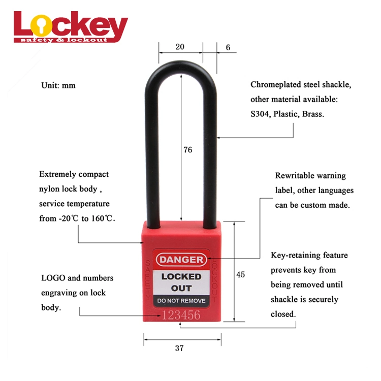 Lockey Loto 76mm Nylon Shackle Safety Padlock with Master Key