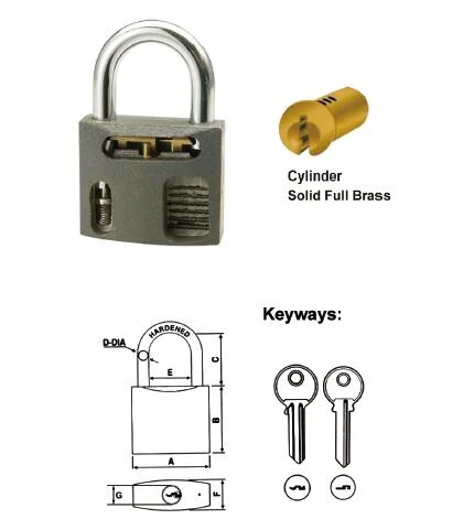 High Security Full Brass Cylinder Grey Iron Padlock (001)