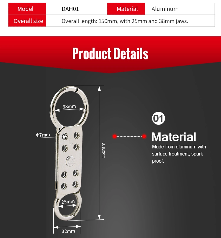 Double-End Holes Aluminum Alloy Multiple Lockout Hasp for 8 Locks