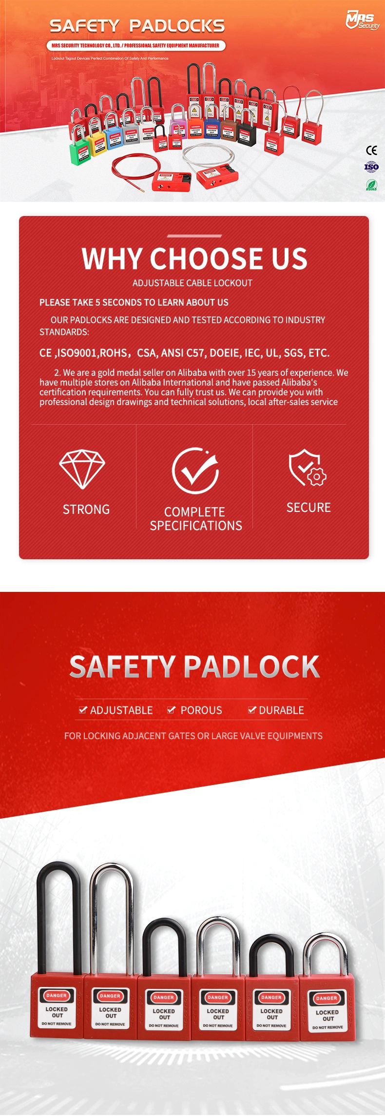 Nylon 38mm Safety Lockout Tagout Custom Durable Safety Padlock Security Lockout Manufacturer