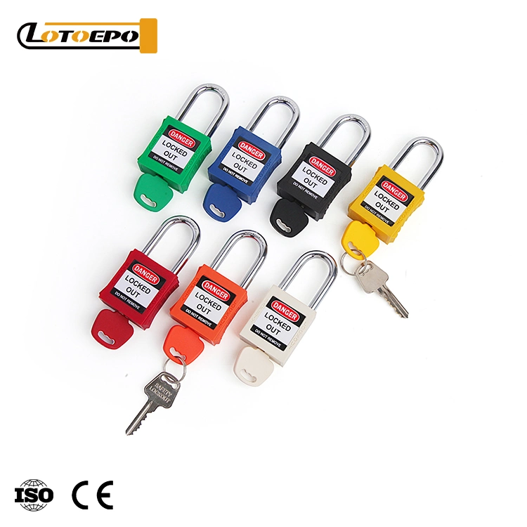 High Quality Durable Steel Shackle Industrial Nylon Safety Padlock with Key