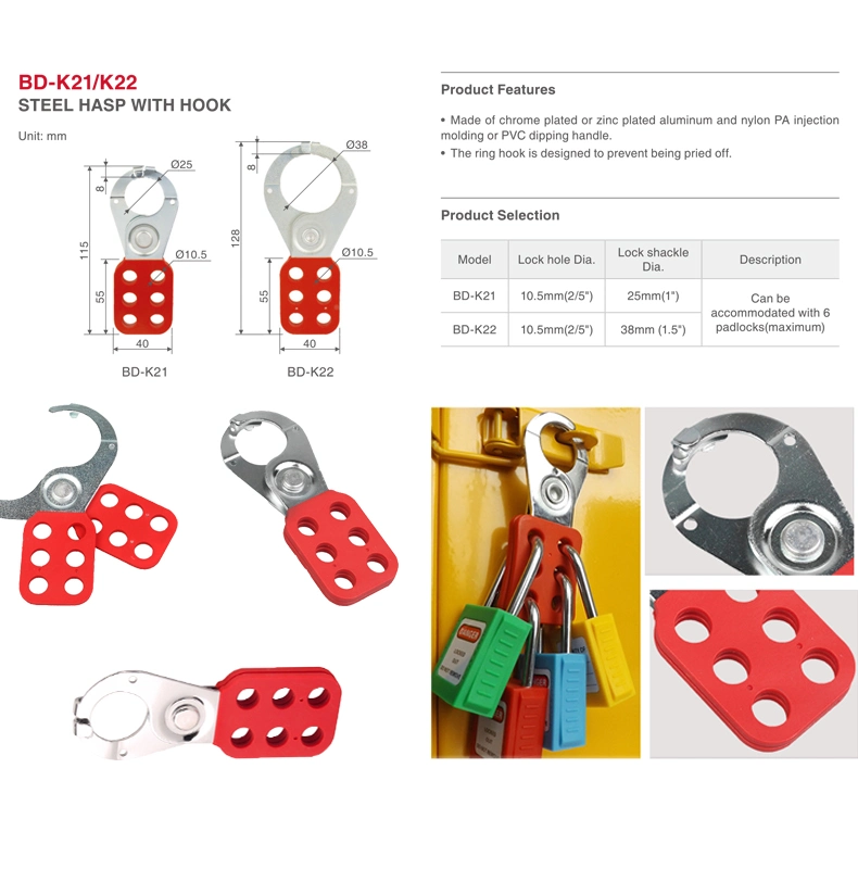 Bozzys Steel Lockout Hasp with 8mm Jaw Hook to Prevent Pried off