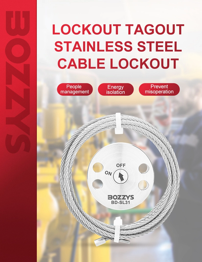 Multipurpose Stainless Steel Cable Lockout with Self-Locking Function and 4 Padlocks Hole