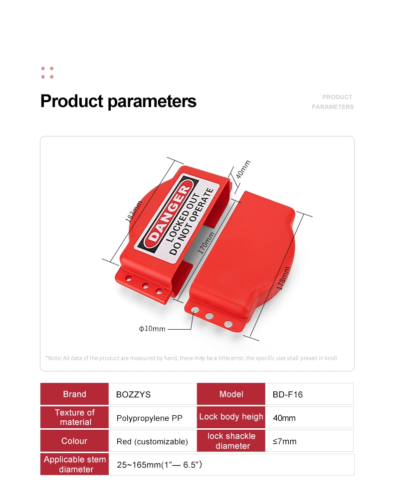 Bozzys Adjustable Plastic PP Valve Lockout with Ce