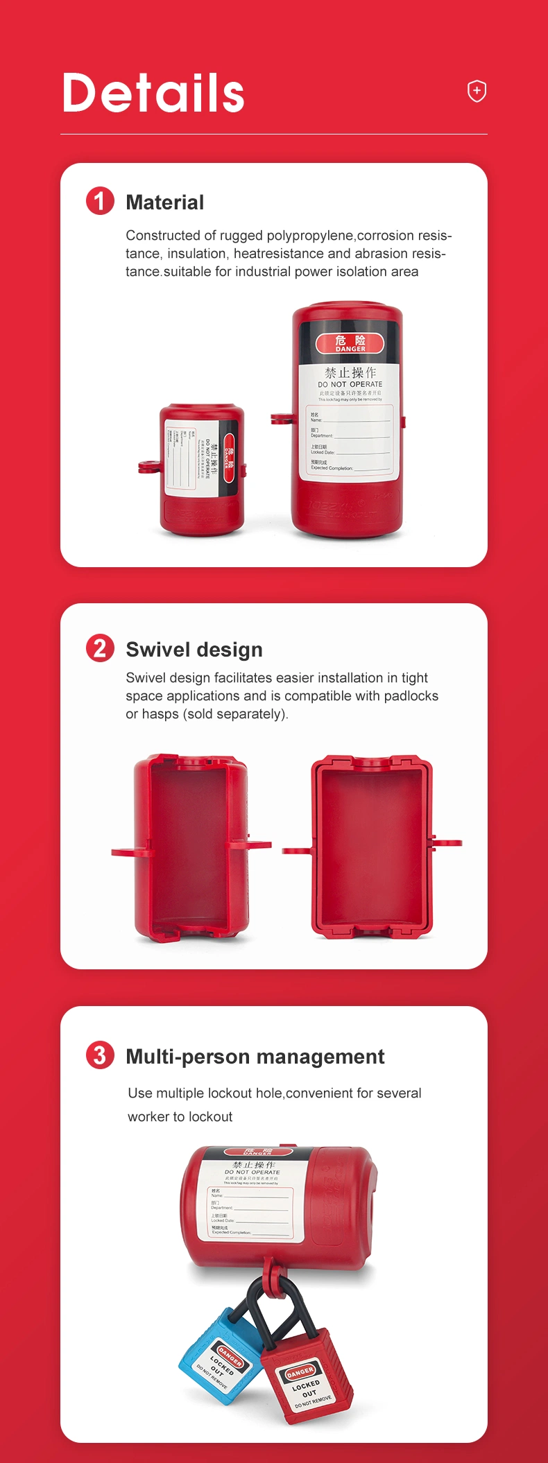 Rotating Electrical Plug Lockout for All Kinds of Industrial Plug Safety Lock