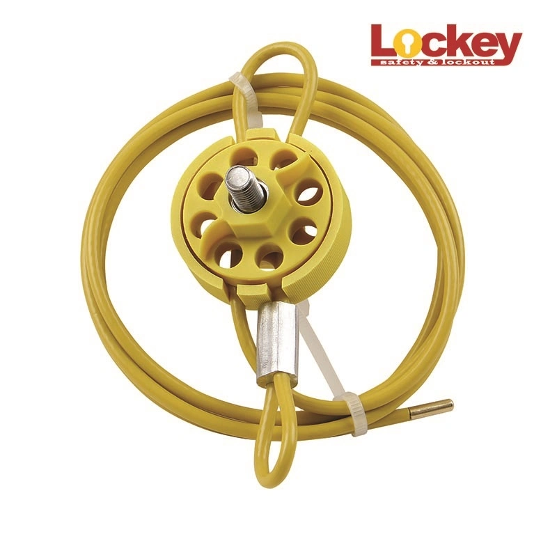 Adjustable Steel Cable Lockout Yellow Color with 8 Padlocks