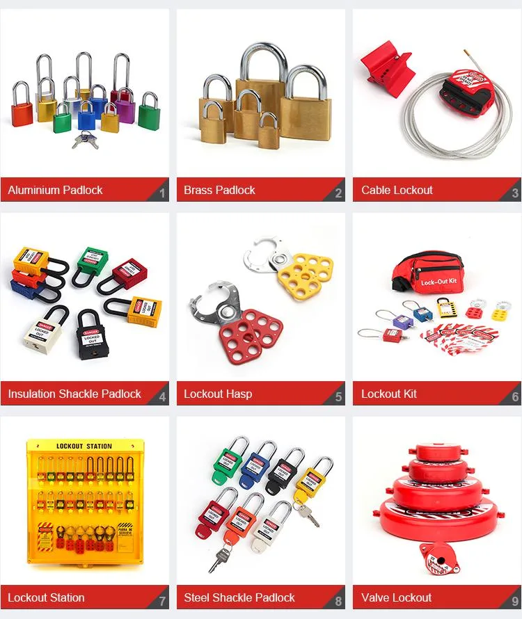 High Quality Durable Steel Shackle Industrial Nylon Safety Padlock with Key