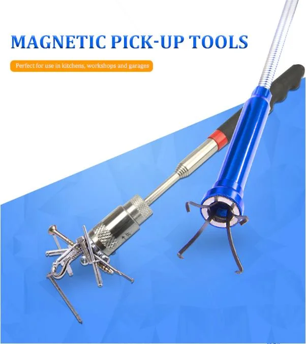 Stainless Steel Flexible Magnetic Pick-up Claw Grabber Tool with LED Light