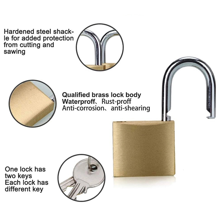 Solid Brass Keyed Alike Padlocks with Key 30mm Wide Lock Body