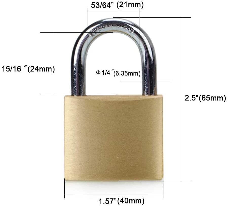 Solid Brass Keyed Alike Padlocks with Key 30mm Wide Lock Body