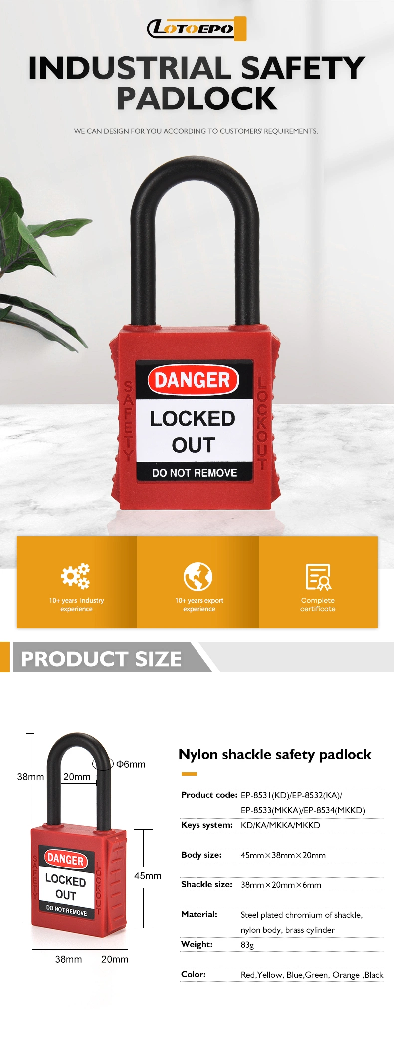 OEM Service High Security 38mm Insulated Safety Padlock What&prime;s a Lockout Tagout