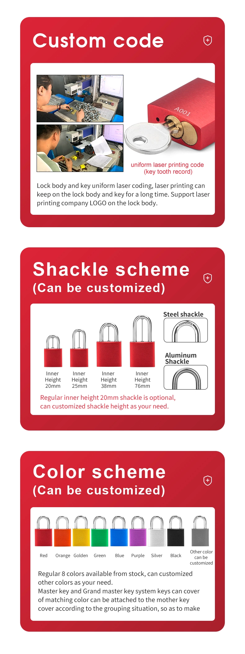 Small Compact Aluminium Padlock with 5*20mm Steel Shackle for Insulation Lockout/Tagout