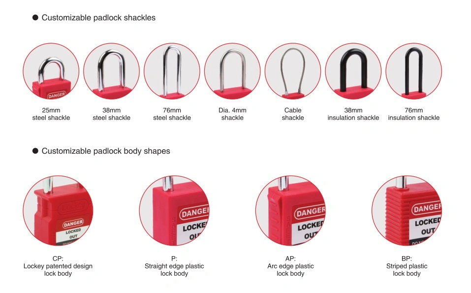 China Lockey Loto Industrial Steel Shackle Safety Padlock with Master Key
