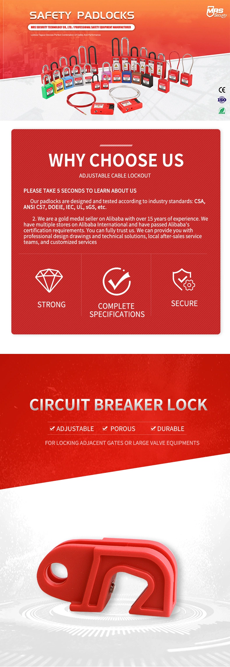 Safety Durable Industry Circuit Breaker Lockout Security Lockout Tagout Safe Lock