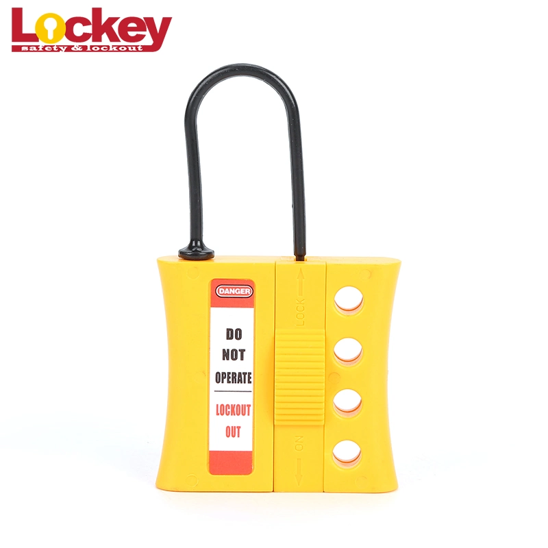 OEM 3mm Shackle Yellow Plastic Lockout Hasp with 4 Lockout Holes