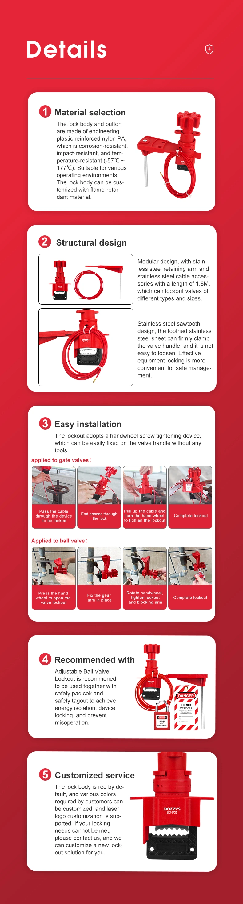 Large Universal Gate Valve Lockout with Coated Cable-Using Cable Attachment