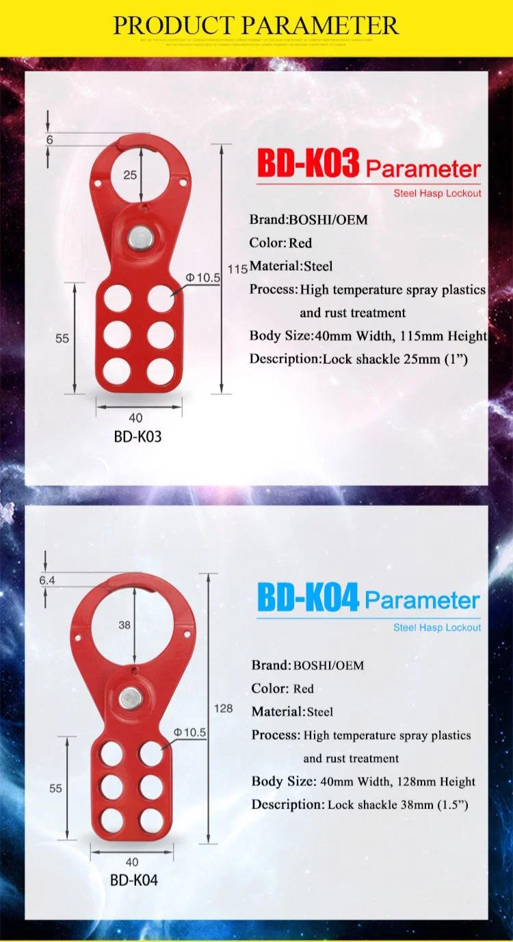 Bozzys Customized Design Steel Material Red Safety Lockout Hasp