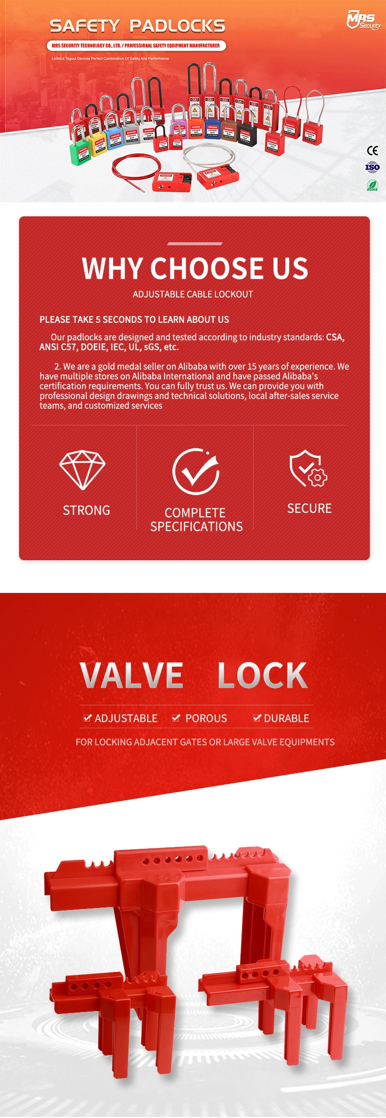 Industry Plastic Adjustable Ball Valve Lockout Security Lockout Tagout Loto Manufacturer