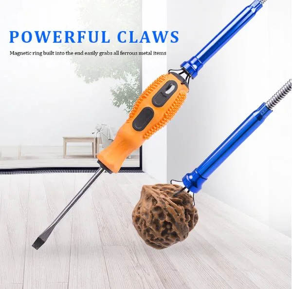 Stainless Steel Flexible Magnetic Pick-up Claw Grabber Tool with LED Light