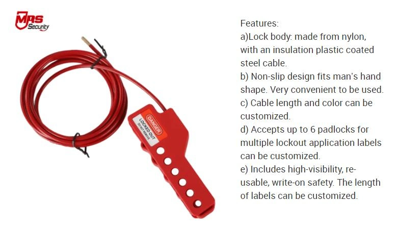 Customized 2m Length Industrial Wire Cable Safety Lockout Tagout